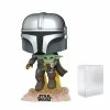 Funko Pop! The Mandalorian Flying With The Child Vinyl Figure #402 + Protector