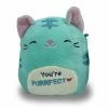 Kellytoys SQUISHMALLOW 4.5" VALENTINE JULES Cat You're Purrfect Aqua Teal