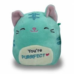 Kellytoys SQUISHMALLOW 4.5" VALENTINE JULES Cat You're Purrfect Aqua Teal