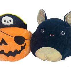 Kellytoys Squishmallows HALLOWEEEN Flip-a-mallow PAXTON Pirate Pumpkin / EMILY Bat 12"