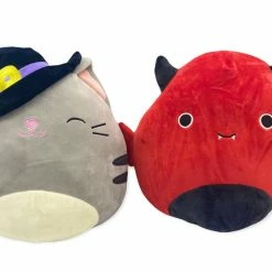 Kellytoys Squishmallows HALLOWEEEN Flip-a-mallow DANTE Red Demon / TALLY Cat Hat 12"