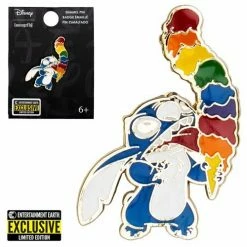 Loungefly Lilo & Stitch Rainbow Ice Cream Stitch Enamel Pin - Entertainment Earth Exclusive